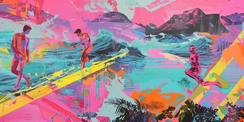 "States of Man" abstract existentialist collage artwork background image depicting man in various poses, and frames of mind