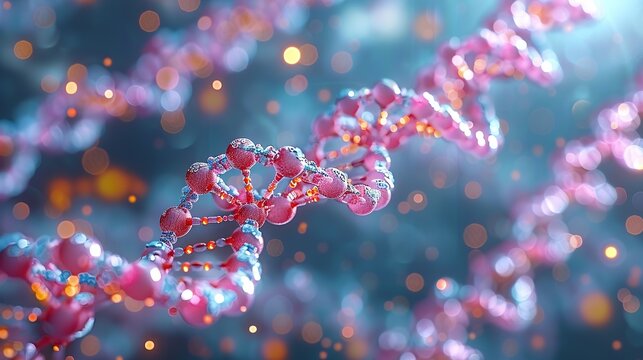 Illustration of DNA replication process, highlighting enzymes and nucleotide base pairing, crucial in genetics. , Minimalism,