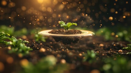 A conceptual food delivery system that uses wormholes to transport fresh, supernatural ingredients from distant planets directly to your table, with copy space high tech