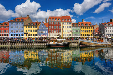Colorful traditional houses in the Old port of Nyhavn in Copenhagen, Denmark