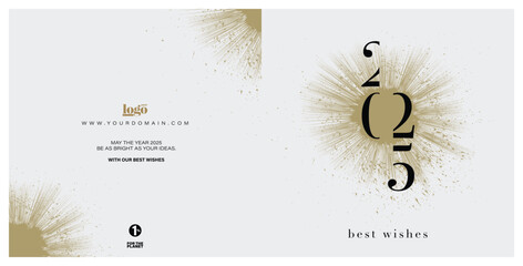 2025 logo and premium wish card with leaf style. Happy new Year.