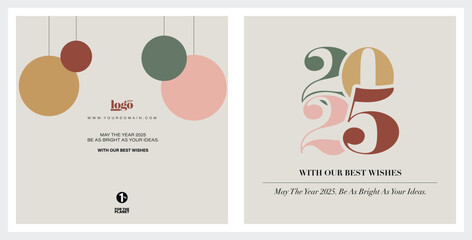 2025 logo and premium wish card with leaf style. Happy new Year.