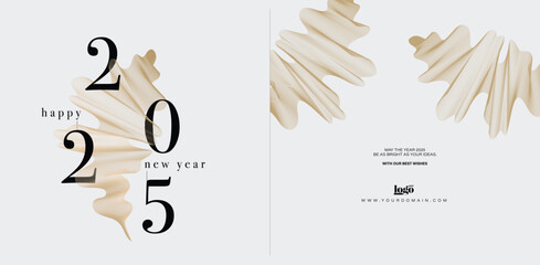 2025 logo and premium wish card with leaf style. Happy new Year.