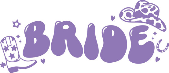 Bride Purple Cowgirl Wedding Graphic