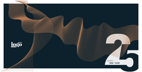 2025 logo and premium wish card with leaf style. Happy new Year.