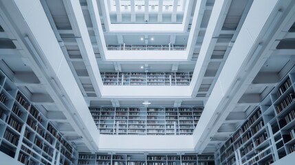 Obraz premium A hightech library where spectral librarians help students access and understand lost or ancient texts, providing insights beyond the physical realm, with copy space high tech