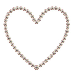 Frame of pearl in the shape of a heart. Watercolor illustration in pastel palette with holographic effect for poster, greeting card for Valentine's Day, engagement, wedding, Happy Mother's Day