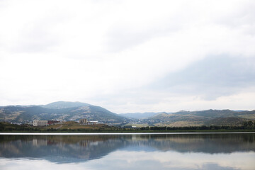 View of a beautiful mountain lake. Mountain lake view