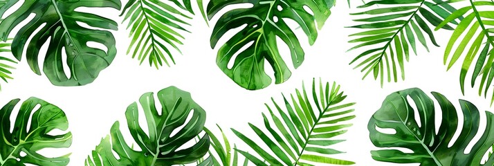 Beautiful seamless vector water color Leaf pattern, spring summer background, jungle leaf, Exotic wallpaper,