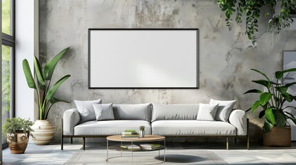 interior of a room with blank canvas, empty canvas with copy space, wall art