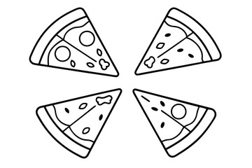 Pizza slices line art illustration tasty snack design