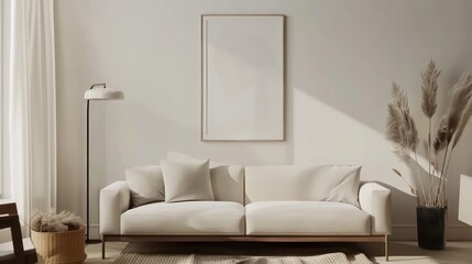 interior of a room with blank canvas, empty canvas with copy space, wall art