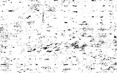 Small uneven spots and particles of debris. Abstract vector texture.  Distressed uneven background. Grunge texture overlay with fine grains isolated on white background. Vector illustration. EPS10.