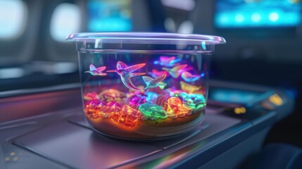 Supernatural inflight desserts feature holographic toppings that depict whimsical flying creatures