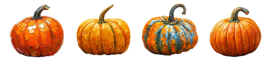oil painting pumpkins autumn harvest transparent background