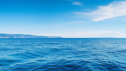 Obraz premium Endless blue horizons panoramic view of sea and sky with white clouds stretching to the infinite