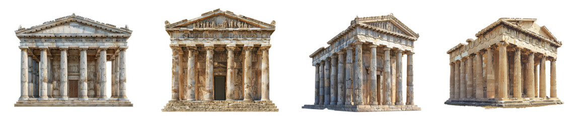 Naklejka premium Ancient temple ruins with classical columns historical architecture transparent background