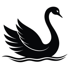 Obraz premium black swan silhouette vector illustration