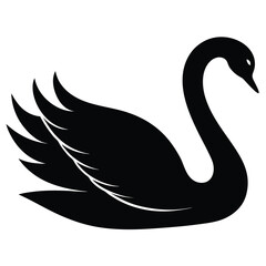 Obraz premium black swan silhouette vector illustration