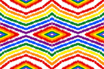 Geometric, seamless, traditional ethnic, ikat pattern, fabric pattern for textiles, rugs, wallpaper, clothing, sarong, batik, wrapping, embroidery, print, background, cover, illustration, lgbtq.