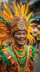 Naklejka premium man in a colorful costume smiling for the camera
