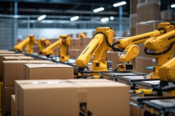  Concept of artificial intelligence for industrial revolution and automation manufacturing process.