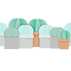 Seamless border of green succulent astrophytum myriotigma