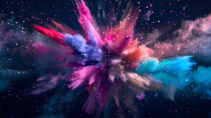 Fototapeta premium 3D rendering of colored powder explosion