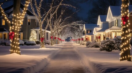 Naklejka premium decorated residential holiday lighting
