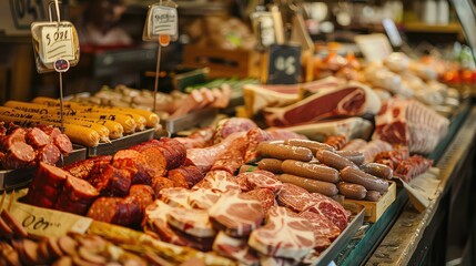 Obraz premium market food meat production