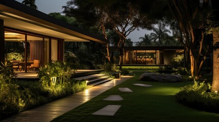 picturesque landscape lighting house