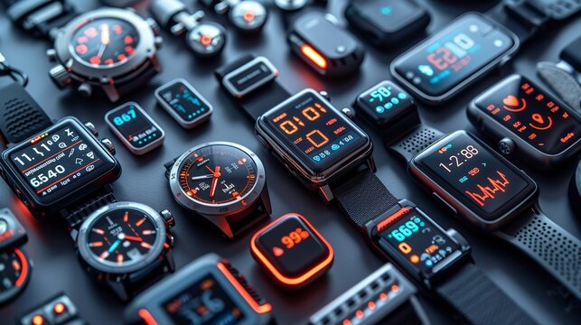 Illustration showcasing wearable health monitoring devices and technology, highlighting their role in continuous patient monitoring and remote healthcare management. , Minimalism,