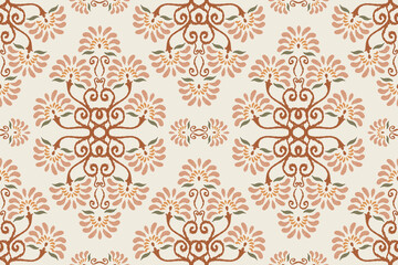 Traditional ethnic motifs ikat flora fabric pattern. Ikat embroidery Ethnic oriental background. Abstract, Texture, scarf, decoration, wallpaper.