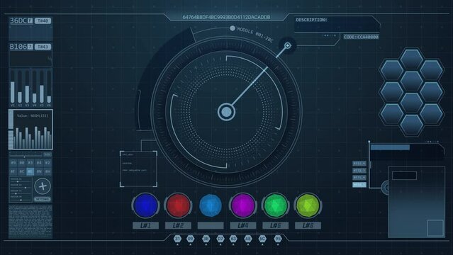 Futuristic HUD Interface fo Sphere Shape with Touch Feedback Animation