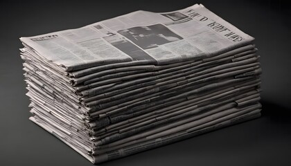 Stack of Daily Newspapers with Headlines and Articles on Gray Surface