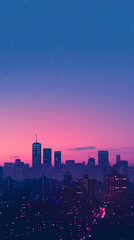 Beautiful gradient sky over city skyline