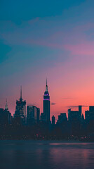 Obraz premium Beautiful gradient sky over city skyline