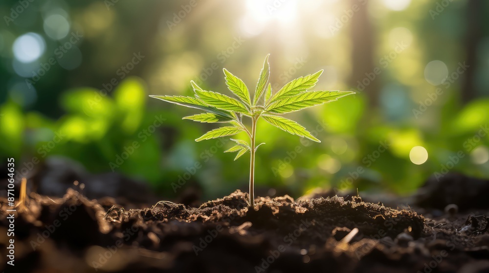 Wall mural plants cannabis sprout