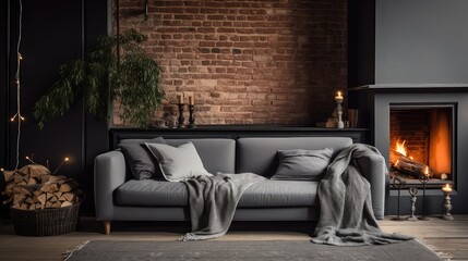 Fototapeta premium room grey couch
