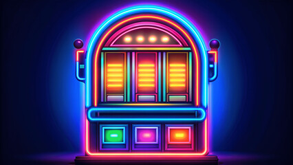 slot machine neon colorful vector illustration, casino logo idea, gambling business	
