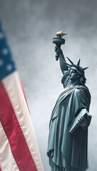 Obraz premium generated illustration of the liberty statue and the American flag