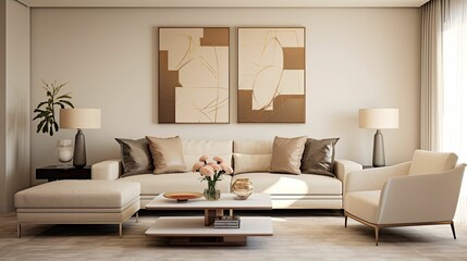 Fototapeta premium contemporary beige living room