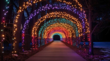 Obraz premium vibrant christmas light tunnel