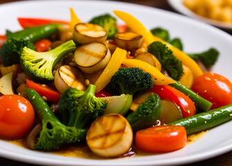 Cooked stir-fried vegetables. Generative AI