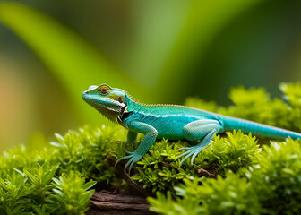 Lizard sitting in bushes. Generative AI