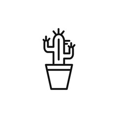 Cactus icon outline collection in black