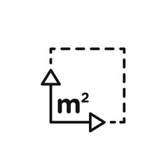 m2 area unit icon outline collection in black