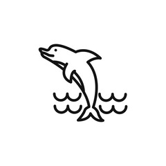 Dolphin icon outline collection in black