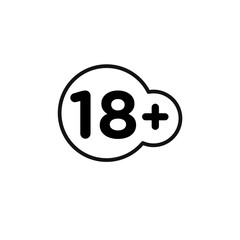Eighteen plus icon outline collection in black
