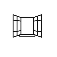 open window icon outline collection in black